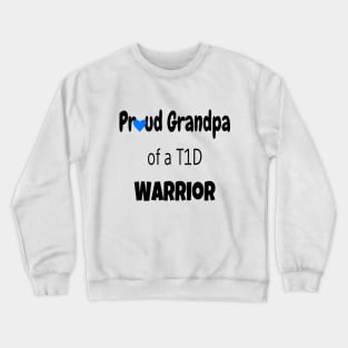 Proud Grandpa Black Text Blue Heart Crewneck Sweatshirt